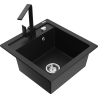 Mexen Vito granite sink 1-bowl with kitchen tap Rita, black - 6503-77-670300-70