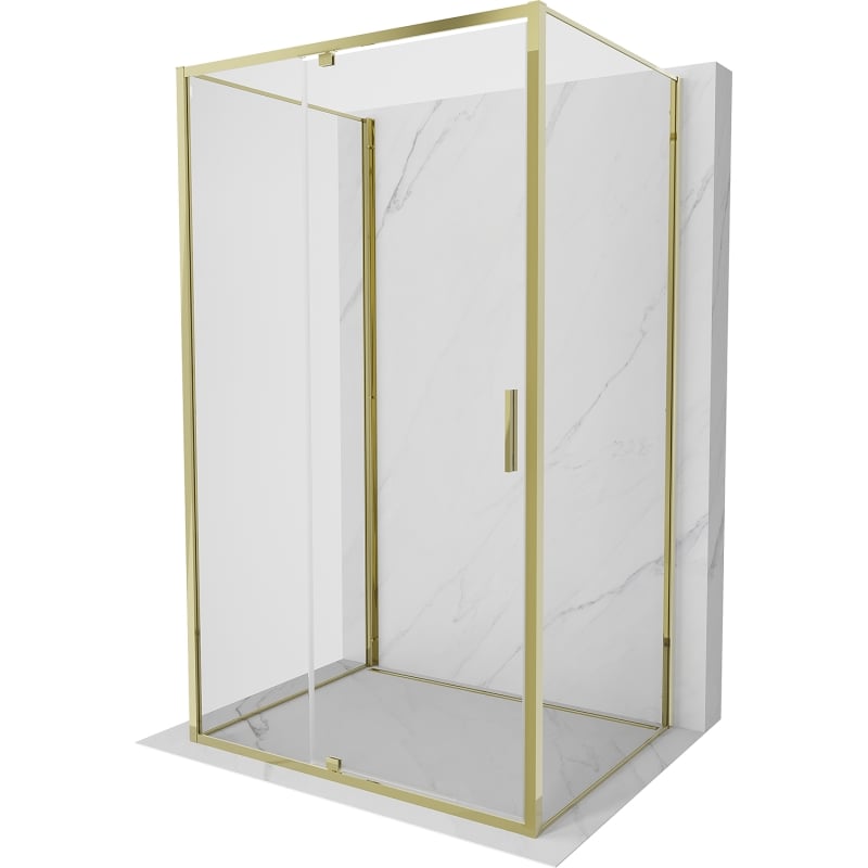 Mexen Exo-3S 3-wall pivot shower enclosure 125 x 75 cm, transparent, gold - 819-125-075-50-00-3S