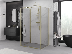 Mexen Exo-R 3S 3-sided pivot shower enclosure 130 x 80 cm, transparent, gold - 819-130-080-50-00-3S
