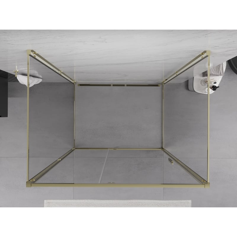 Mexen Exo-R 3S 3-sided pivot shower enclosure 140 x 85 cm, transparent, gold - 819-140-085-50-00-3S