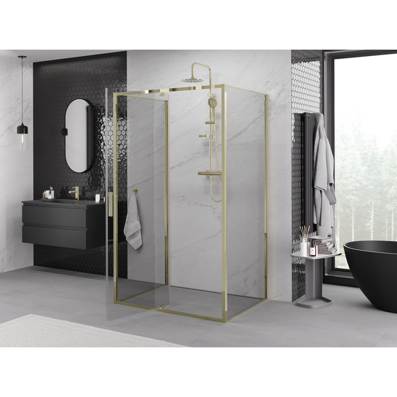 Mexen Exo-R 3S 3-wall swing shower cabin 90 x 95 cm, transparent, gold - 819-090-095-50-00-3S