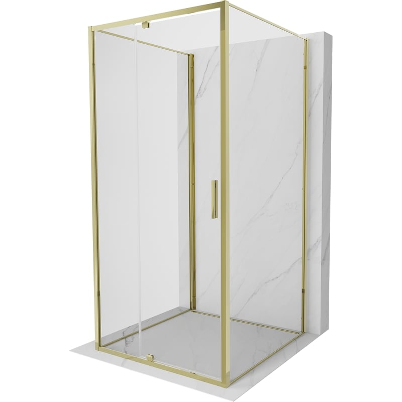 Mexen Exo-3S 3-sided shower enclosure with hinged door 95 x 95 cm, transparent, gold - 819-095-095-50-00-3S