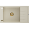Mexen Elias 1-bowl granite kitchen sink with drainer 795 x 480 mm, beige, gold siphon - 6511791005-69-G
