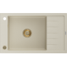Mexen Elias 1-compartment granite sink with a drip tray 795 x 480 mm, Beige, siphon Gold - 6511791005-69-G