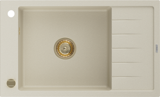Mexen Elias 1-compartment granite sink with a drip tray 795 x 480 mm, Beige, siphon Gold - 6511791005-69-G