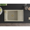 Mexen Elias granite sink 1-bowl with drainer 795 x 480 mm, beige, golden siphon - 6511791005-69-G