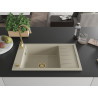 Mexen Elias granite sink 1-bowl with drainer 795 x 480 mm, beige, golden siphon - 6511791005-69-G