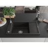 Mexen Elias granite sink 1-bowl with drainer 795 x 480 mm, black/gold metallic, chrome siphon - 6511791005-75