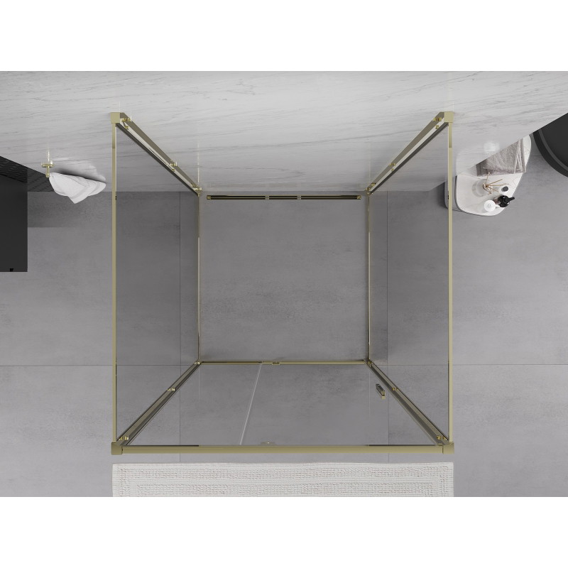 Mexen Exo-R 3S 3-sided pivot shower enclosure 100 x 100 cm, transparent, gold - 819-100-100-50-00-3S