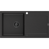 Mexen Leo 1-compartment granite sink with a drip tray 900 x 500 mm, Black/Silver metallic, siphon Black - 6501901010-73-B