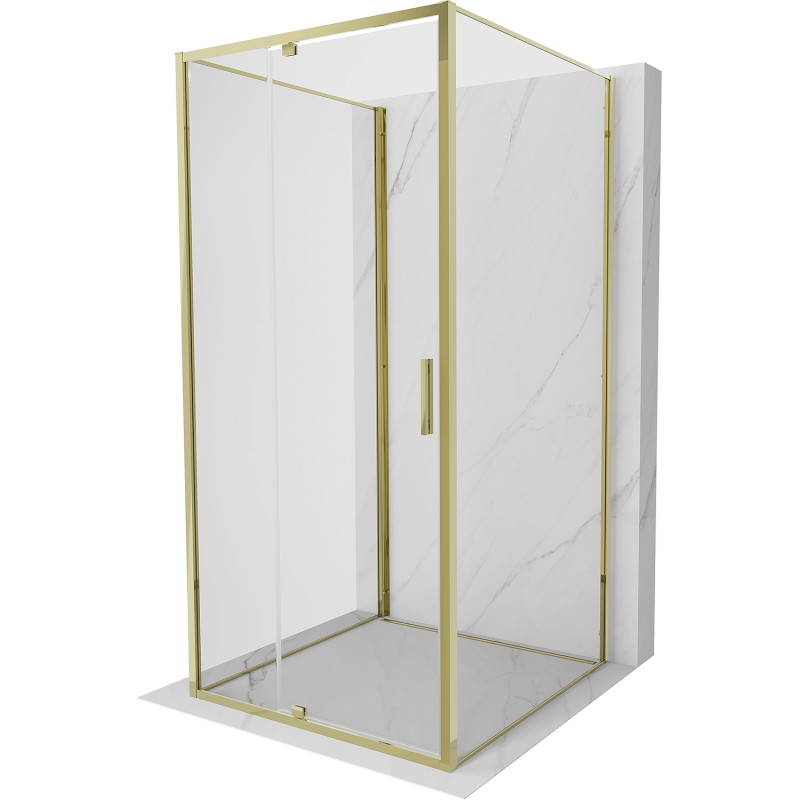 Mexen Exo-R 3S 3-sided pivot shower cabin 110 x 110 cm, transparent, gold - 819-110-110-50-00-3S