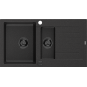 Mexen Matias 1.5-compartment granite sink with a drip tray 900 x 505 mm Black/Silver metallic, siphon Black - 6502901505-73-B