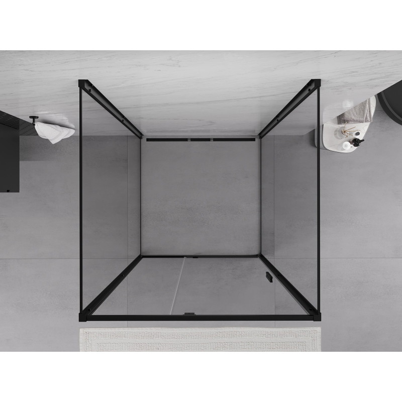 Mexen Exo-R 3S 3-sided shower cabin pivot door 120 x 120 cm, transparent, black - 819-120-120-70-00-3S
