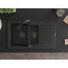 Mexen Matias 1.5-bowl granite sink with drainer 900 x 505 mm black/silver metallic, black siphon - 6502901505-73-B