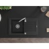 Mexen Pablo 1-bowl granite sink with drainer 752 x 436 mm, black/silver metallic, chrome siphon - 6510751010-73
