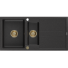 Mexen Andres 1.5-compartment granite sink with a drip tray 1000 x 500 mm Black/Silver metallic, siphon Gold - 6515101510-73-G