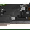 Mexen Andres granite sink 1.5-bowl with drainer 1000 x 500 mm, black/silver metallic, chrome siphon - 6515101510-73