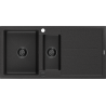 Mexen Andres 1.5-compartment granite sink with a drip tray 1000 x 500 mm Black/Silver metallic siphon Black - 6515101510-73-B