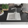 Mexen Enzo granite single-bowl sink with drainer and Duero kitchen faucet, white - 6506-20-671600-00