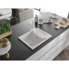 Mexen Enzo granite sink 1-bowl with drainer and Duero kitchen tap, white - 6506-20-671600-20