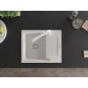 Mexen Enzo granite sink 1-bowl with drainer and Duero kitchen tap, white - 6506-20-671600-20