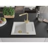 Mexen Enzo granite sink 1-bowl with drainer and Duero kitchen faucet, white - 6506-20-671600-50