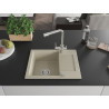Mexen Enzo granite single-bowl sink with drainer and Duero kitchen faucet, beige - 6506-69-671600-00
