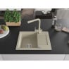 Mexen Enzo 1-bowl granite sink with drainer and Duero kitchen faucet, beige - 6506-69-671600-69