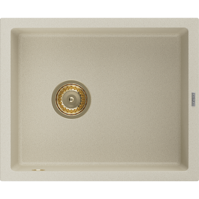 Mexen Pedro granite sink 1-bowl 560 x 460 mm, beige, golden siphon - 6508561000-69-G