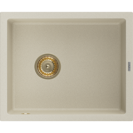 Mexen Pedro granite sink 1-bowl 560 x 460 mm, beige, golden siphon - 6508561000-69-G