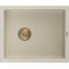 Mexen Pedro granite sink 1-bowl 560 x 460 mm, beige, golden siphon - 6508561000-69-G