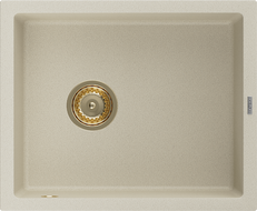 Mexen Pedro 1-compartment granite sink 560 x 460 mm, Beige, siphon Gold - 6508561000-69-G