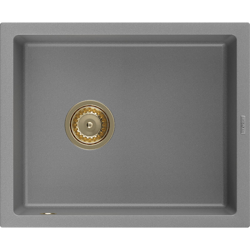 Mexen Pedro granite sink 1-bowl 560 x 460 mm, gray, gold siphon - 6508561000-71-G