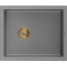Mexen Pedro granite kitchen sink 1-bowl 560 x 460 mm, gray, gold siphon - 6508561000-71-G