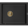 Mexen Pedro 1-Bowl Granite Sink 560 x 460 mm, Black/Silver Metallic, Gold Siphon - 6508561000-73-G