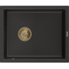 Mexen Pedro granite sink 1-bowl 560 x 460 mm, black/gold metallic, gold siphon - 6508561000-75-G