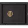 Mexen Pedro granite sink single-bowl 560 x 460 mm, black/gold metallic, gold siphon - 6508561000-75-G
