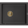 Mexen Pedro granite sink 1-bowl 560 x 460 mm, speckled black, golden siphon - 6508561000-76-G