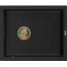 Mexen Pedro 1-bowl granite sink 560 x 460 mm, black, gold siphon - 6508561000-77-G