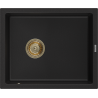 Mexen Pedro 1-bowl granite sink 560 x 460 mm, black, golden siphon - 6508561000-77-G