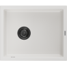 Mexen Pedro 1-bowl Granite Sink 560 x 460 mm, White, Black Siphon - 6508561000-20-B