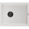 Mexen Pedro granite sink 1-bowl 560 x 460 mm, white, black siphon - 6508561000-20-B
