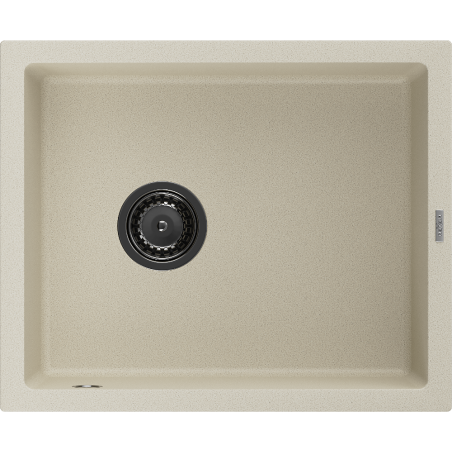 Mexen Pedro 1-compartment granite sink 560 x 460 mm, Beige, siphon Black - 6508561000-69-B