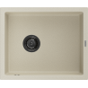 Mexen Pedro 1-bowl granite sink 560 x 460 mm, beige, black siphon - 6508561000-69-B