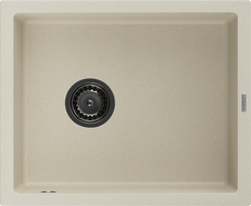 Mexen Pedro 1-bowl granite sink 560 x 460 mm, beige, black siphon - 6508561000-69-B