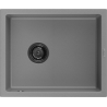 Mexen Pedro single-bowl granite sink 560 x 460 mm, gray, black siphon - 6508561000-71-B