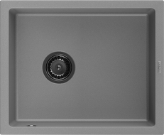 Mexen Pedro 1-compartment granite sink 560 x 460 mm, Grey, siphon Black - 6508561000-71-B