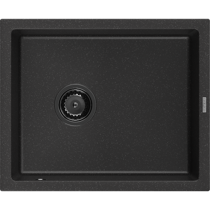 Mexen Pedro 1-compartment granite sink 560 x 460 mm, Black/Silver metallic, siphon Black - 6508561000-73-B