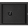 Mexen Pedro 1-compartment granite sink 560 x 460 mm, Black/Silver metallic, siphon Black - 6508561000-73-B