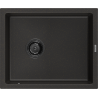 Mexen Pedro granite sink 1-bowl 560 x 460 mm, black/golden metallic, black siphon - 6508561000-75-B